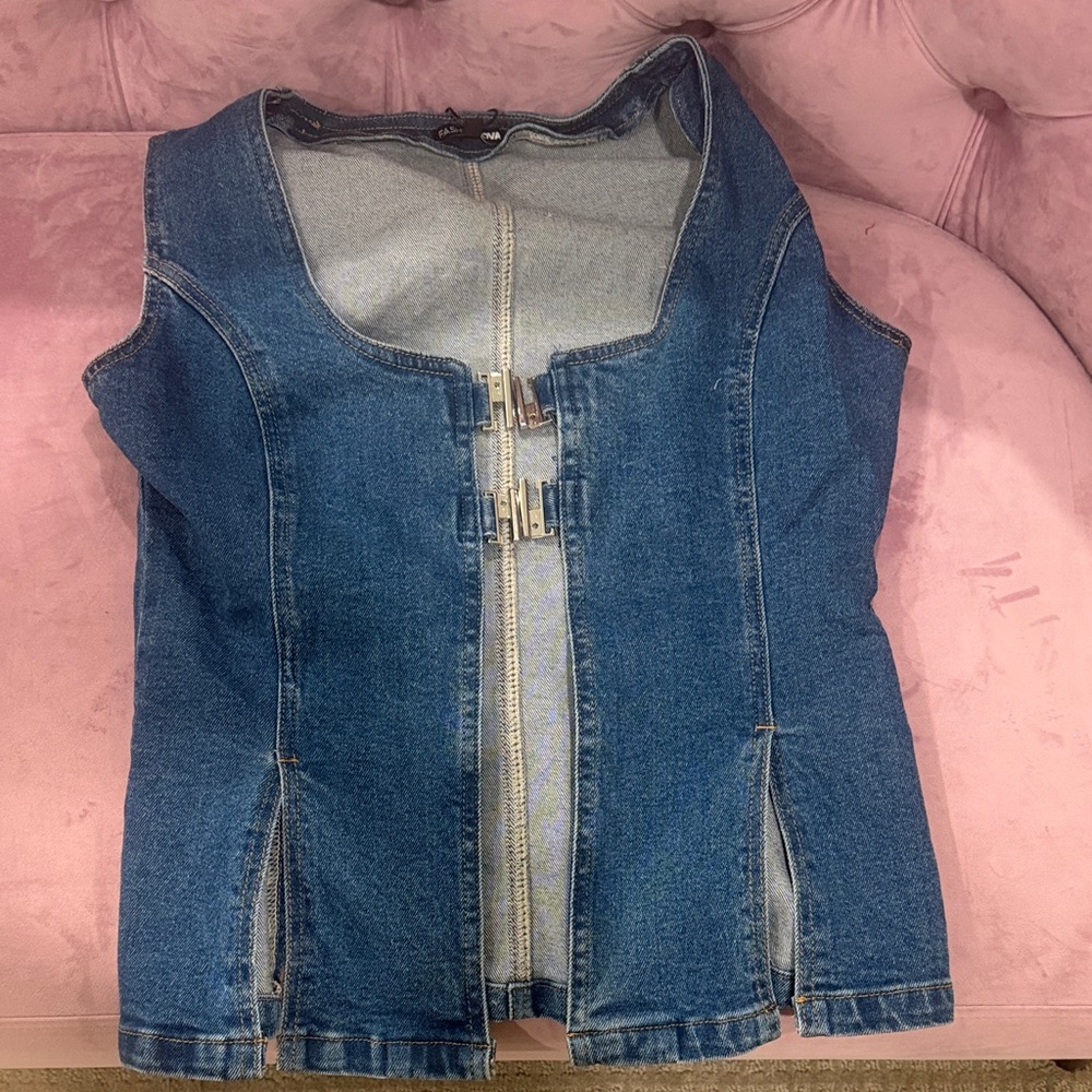 Denim metal clip Vest